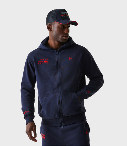 New Era Oracle Red Bull Racing Mens Oversized Zip Hoodie - Dark Blue