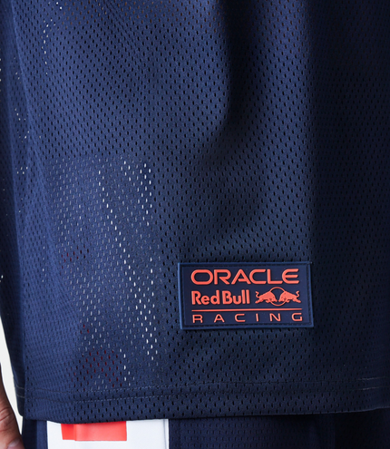 New Era Oracle Red Bull Racing Mens Graphic Oversized Mesh T-Shirt - Dark Blue