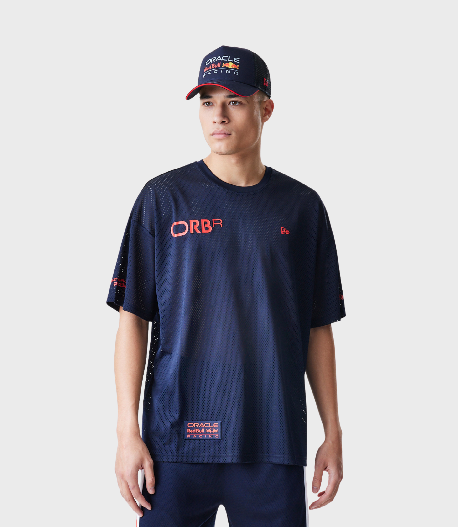 New Era Oracle Red Bull Racing Mens Graphic Oversized Mesh T-Shirt - Dark Blue