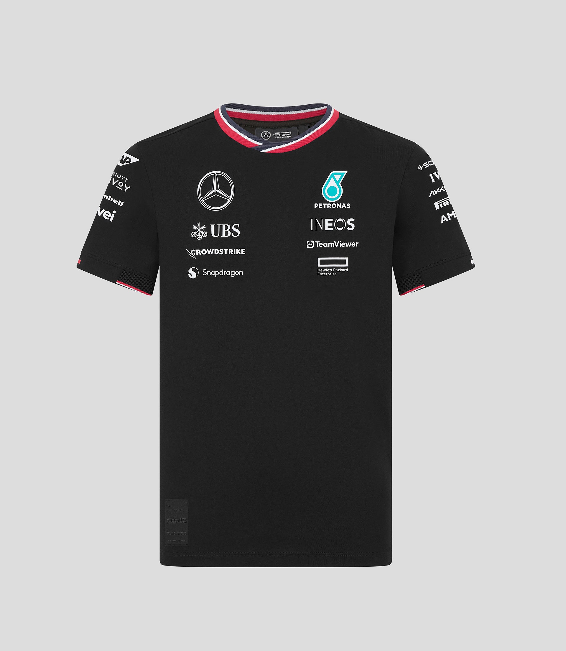 Junior Mercedes AMG Petronas F1 Official Team Kit Driver T Shirt Bla