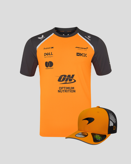 McLaren Formula 1 Team Set Up T-Shirt + New Era Cap (Worth £105)