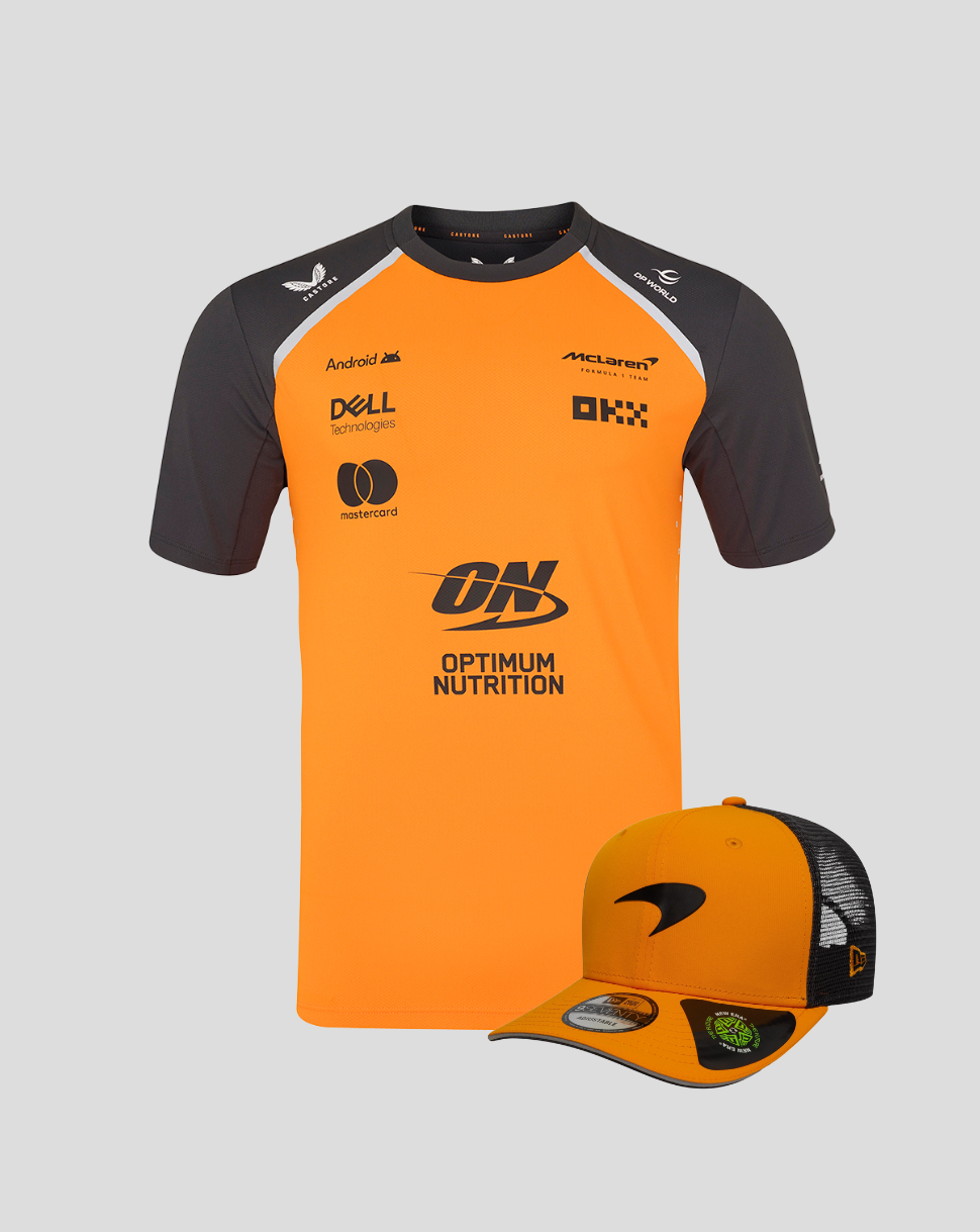 McLaren Formula 1 Team Set Up T-Shirt + New Era Cap (Worth £105)