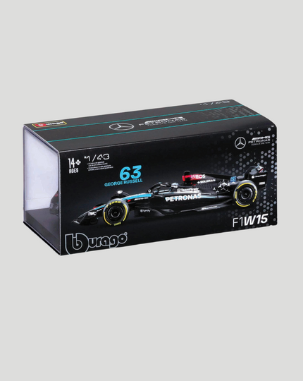 1:43 F1 MERCEDES AMG W15 2024 WITH HELMET RUSSELL