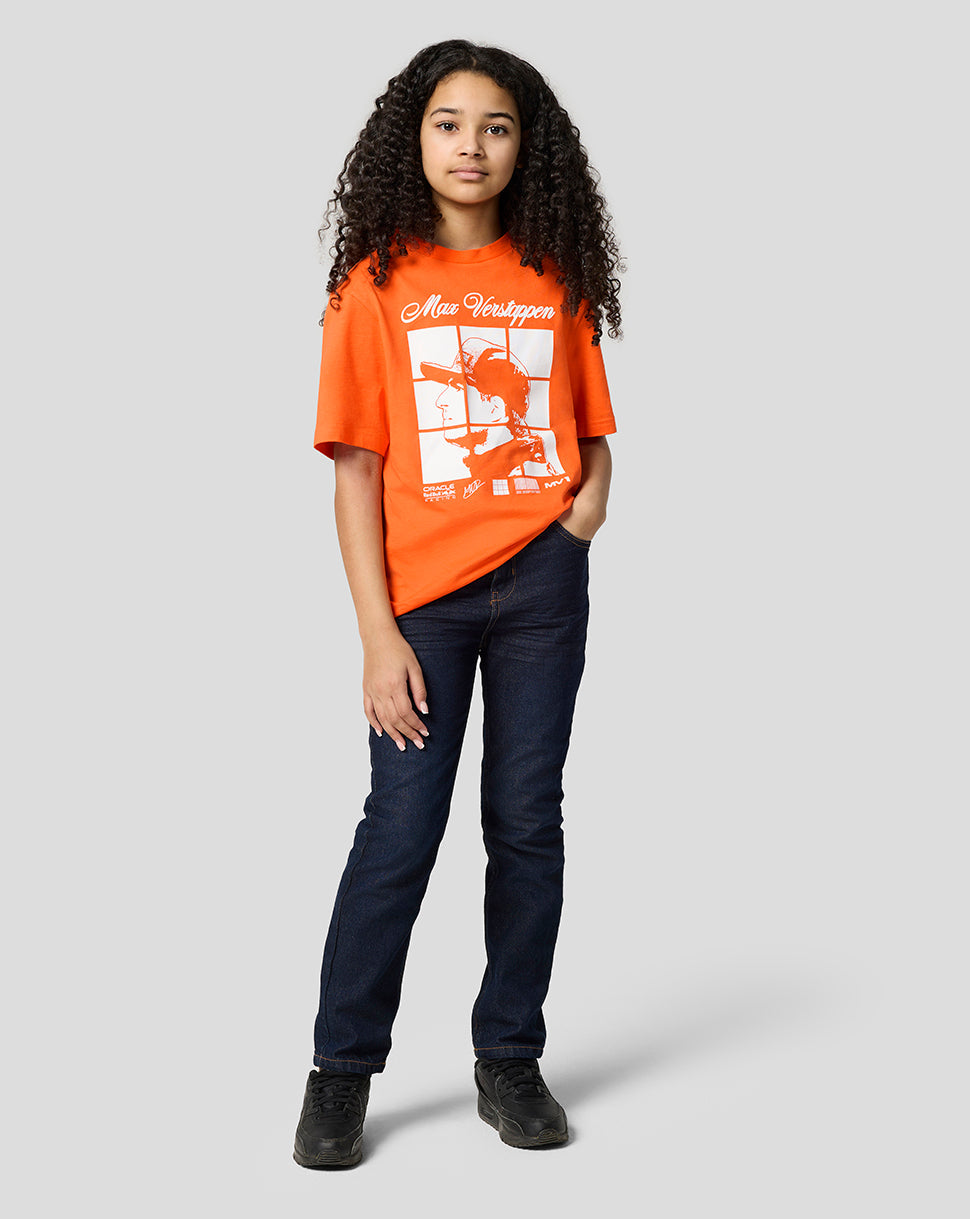 Oracle Red Bull Racing Junior Max Verstappen Puzzle T-Shirt - Exotic Orange