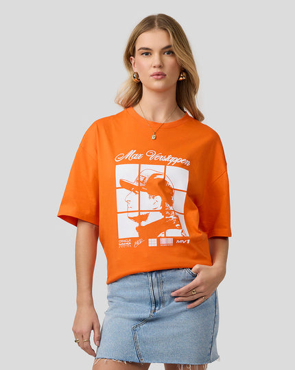 Oracle Red Bull Racing Unisex Max Verstappen Puzzle T-Shirt - Exotic Orange