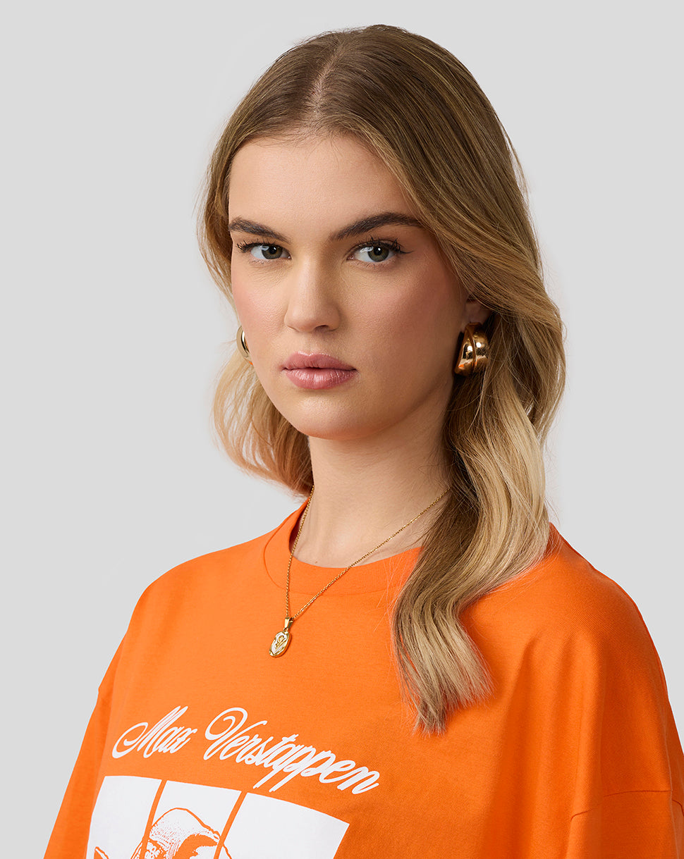 Oracle Red Bull Racing Unisex Max Verstappen Puzzle T-Shirt - Exotic Orange
