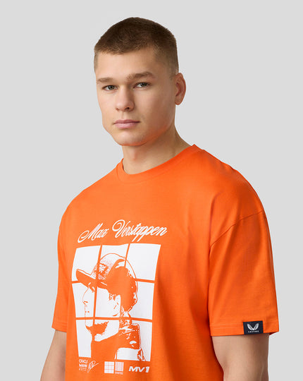 Oracle Red Bull Racing Unisex Max Verstappen Puzzle T-Shirt - Exotic Orange