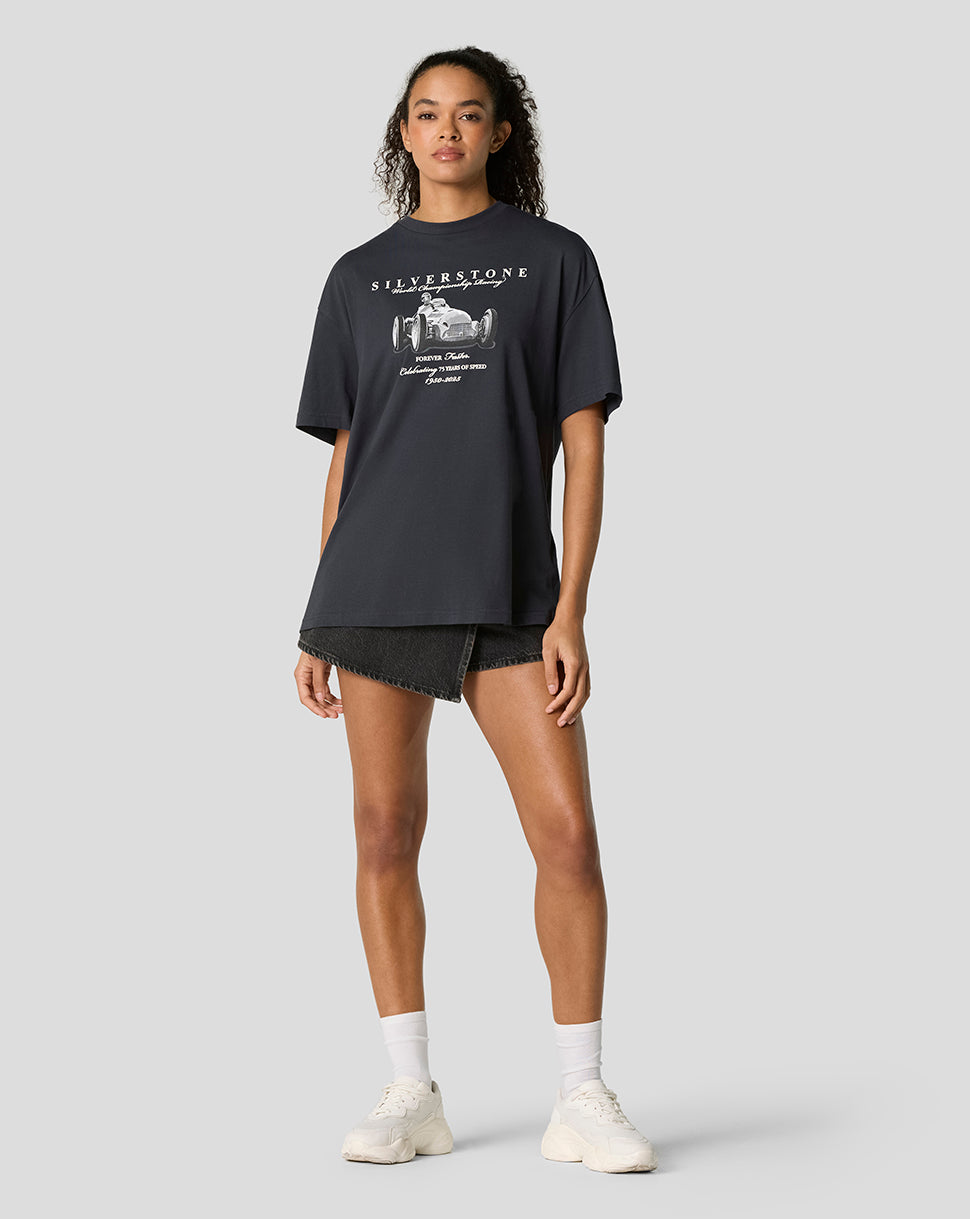 SILVERSTONE UNISEX 75 YEAR WORLD CHAMPION OVERSIZED TEE - DARK NAVY