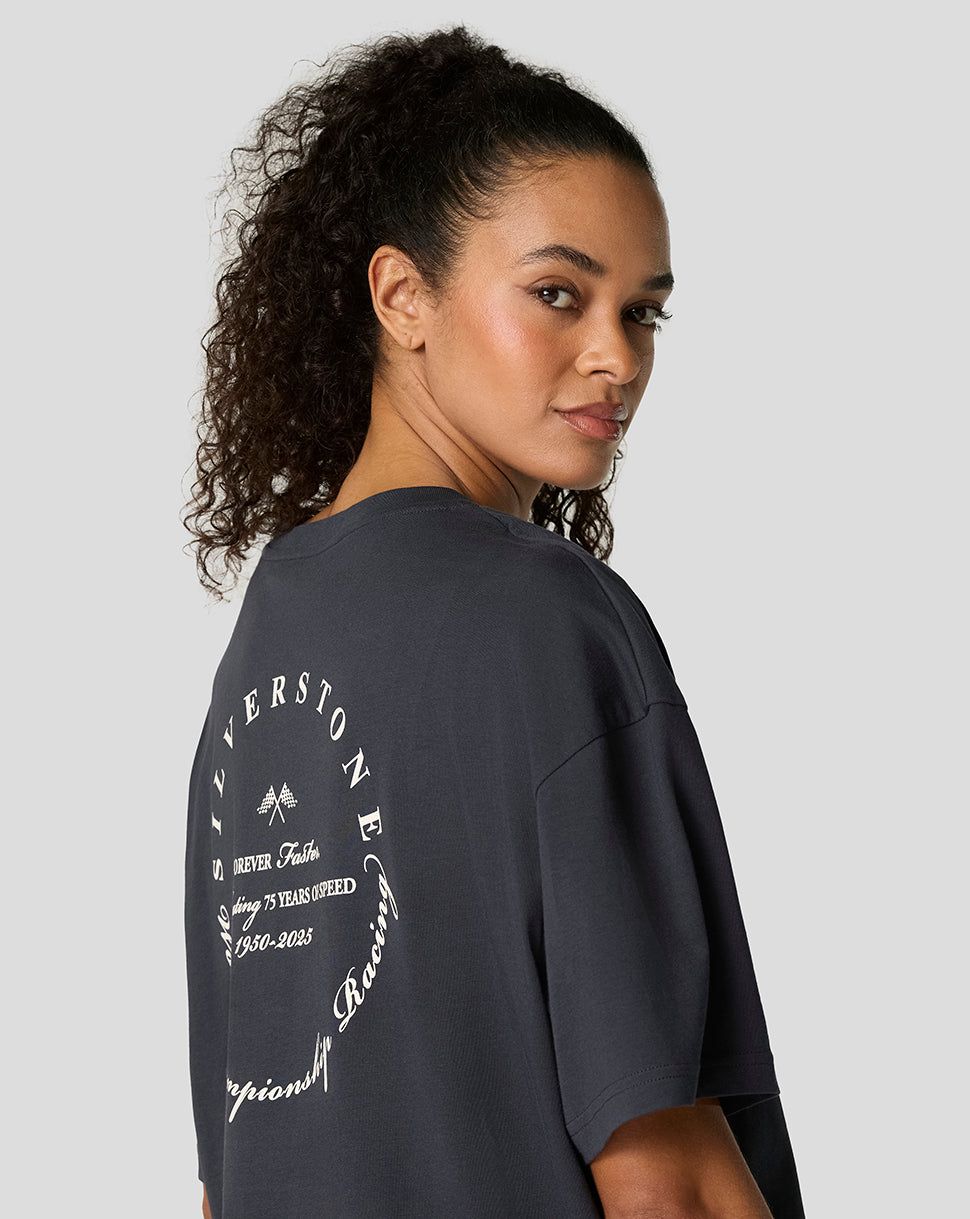 SILVERSTONE UNISEX 75 YEAR WORLD CHAMPION OVERSIZED TEE - DARK NAVY