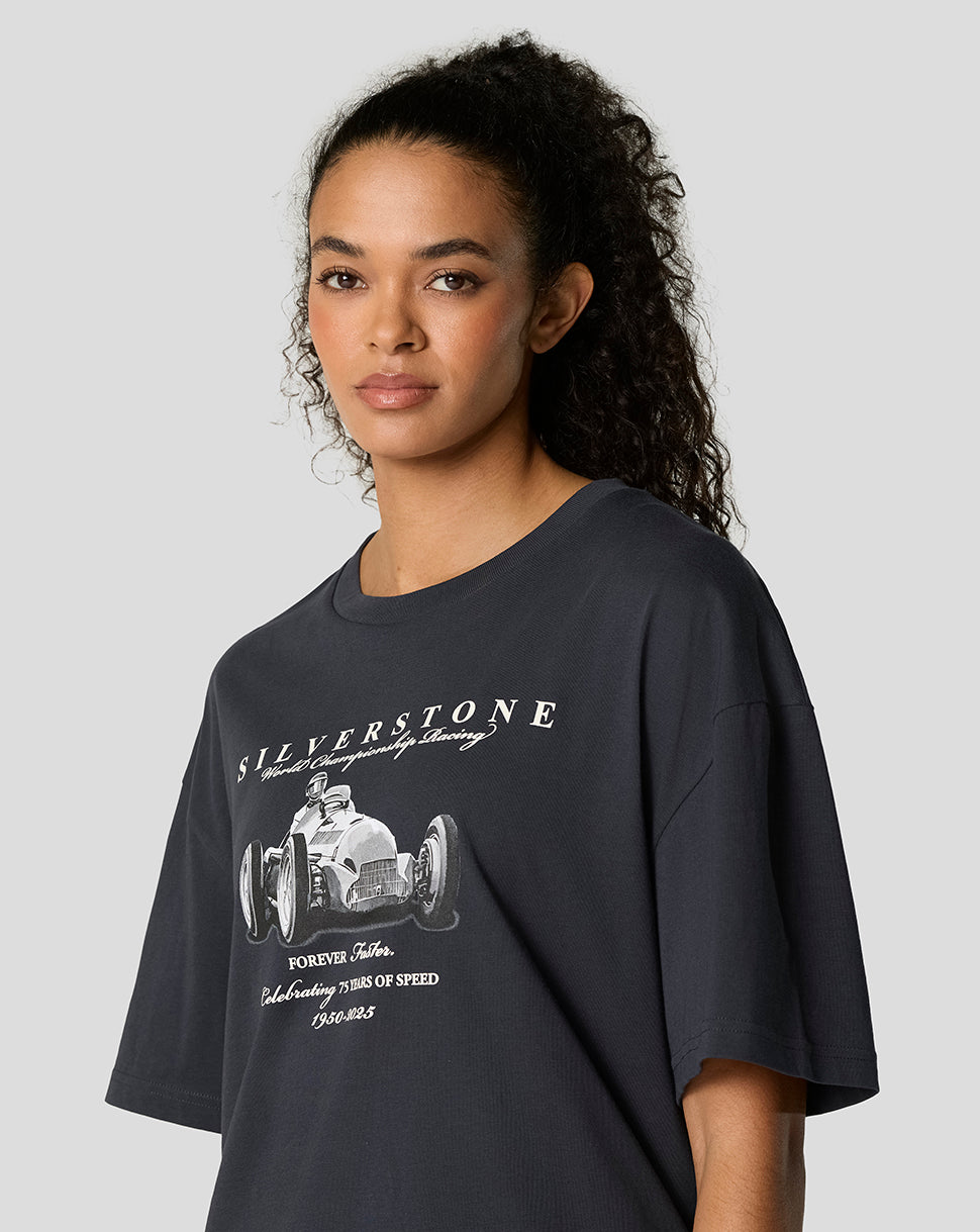 SILVERSTONE UNISEX 75 YEAR WORLD CHAMPION OVERSIZED TEE - DARK NAVY