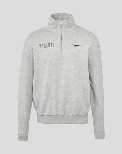 McLaren Unisex Miami 1/4 Zip Long Sleeve Sweater - Heather Grey