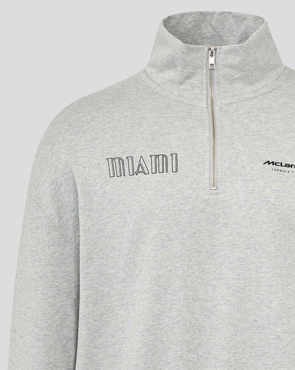 McLaren Unisex Miami 1/4 Zip Long Sleeve Sweater - Heather Grey