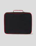 Black Silverstone seat cushion with red piping and embroidered logo