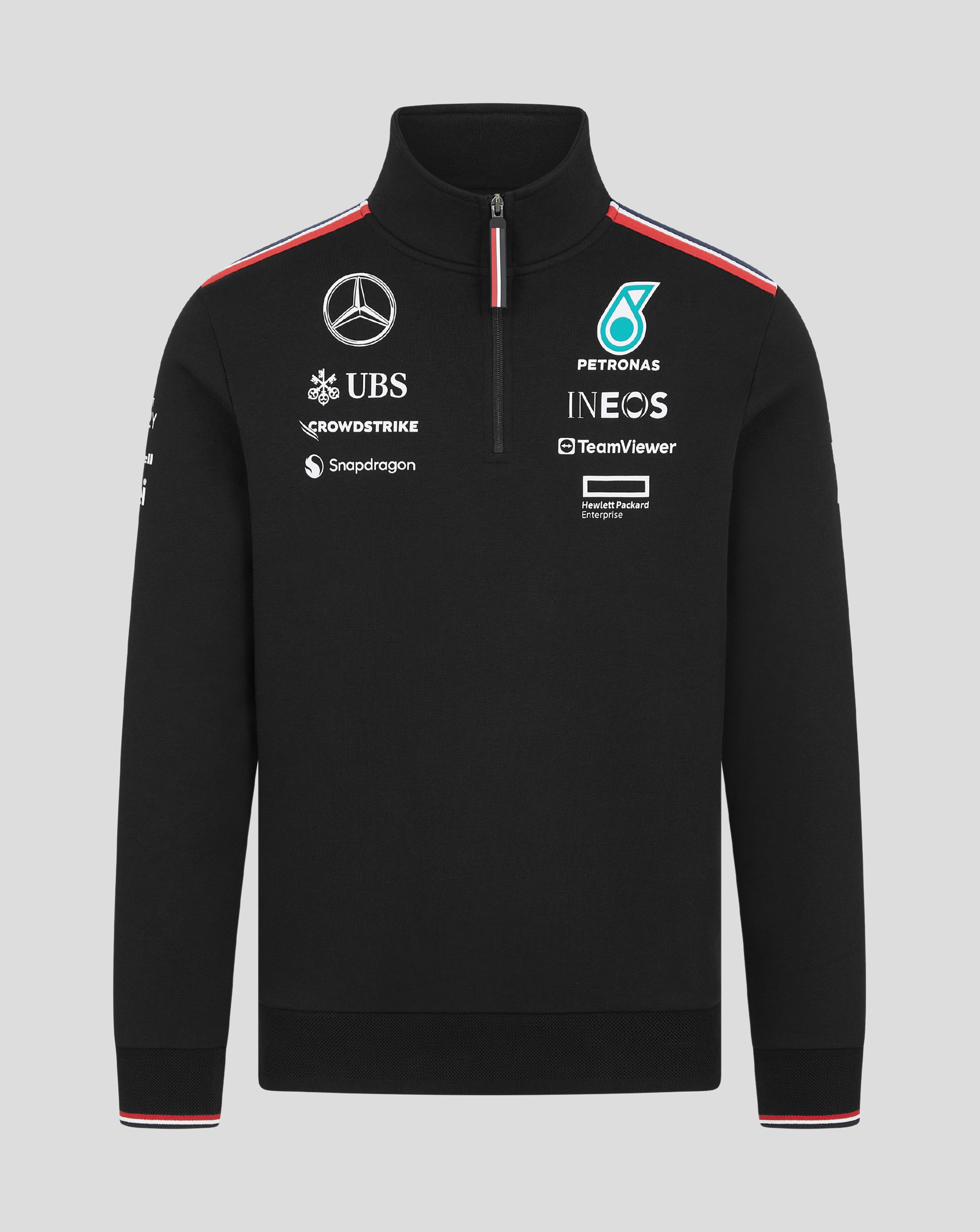 Mens Mercedes-AMG Petronas F1 Official Team Kit 1/4 Zip - Black