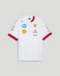 White Scuderia Ferrari F1 Drivers oversized T shirt with sponsor logos on chest and red collar and sleeve cuffs
