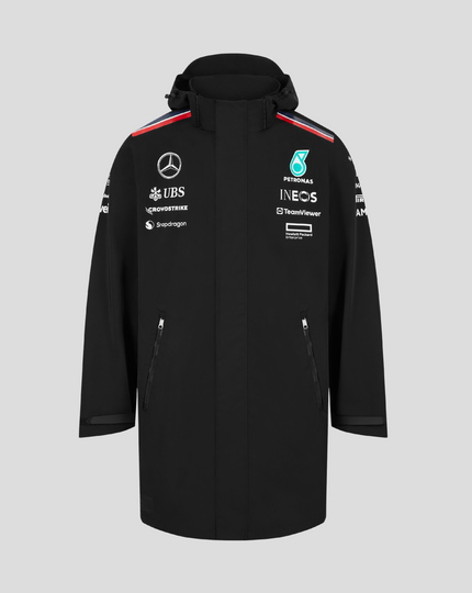 Mens Mercedes-AMG Petronas F1 Official Team Kit Rain Jacket - Black