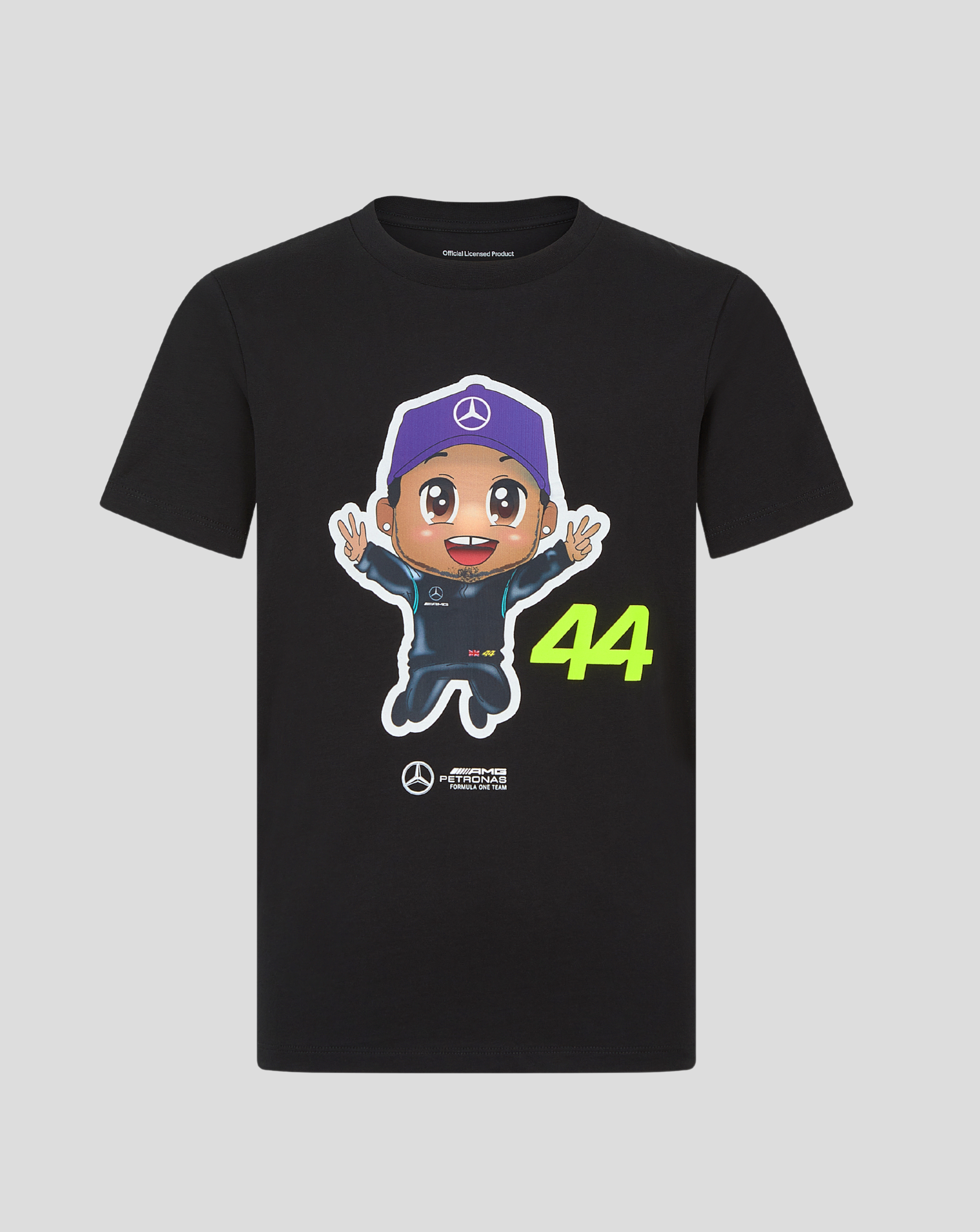 Junior Mercedes-AMG Petronas F1 Fanwear Lewis Hamilton Caricature Graphic T-Shirt - Black