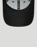 Close up of black Haas 9Forty cap showing red underbill and inner 9FORTY branding