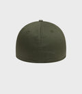 Top view of Open Green 39Thirty cap showing crown panels and top button.