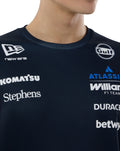 Navy Williams F1 Team T-shirt with New Era logo on left chest and Gulf emblem on right chest.