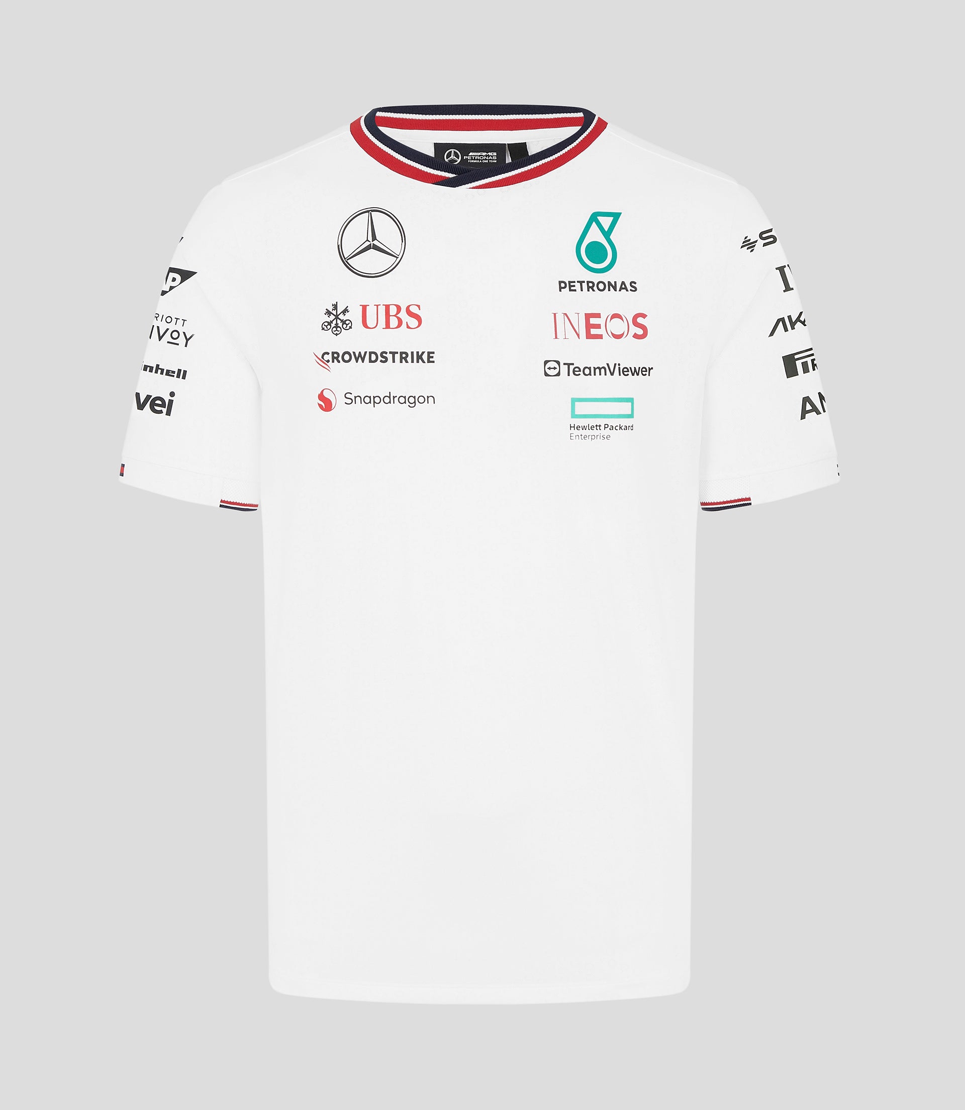 Mens Mercedes-AMG Petronas F1 Official Team Kit Driver T-Shirt - White