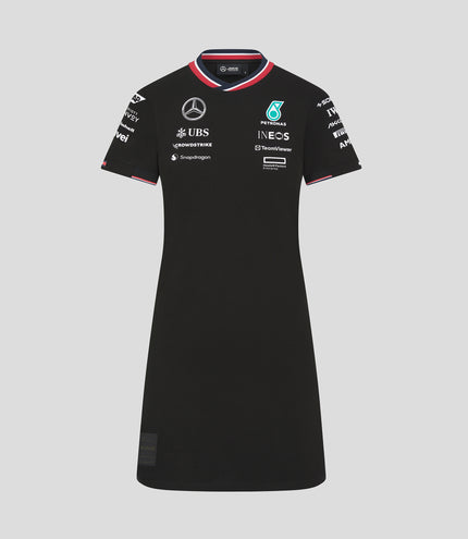 Womens Mercedes-AMG Petronas F1 Official Team Kit T-Shirt Dress - Black
