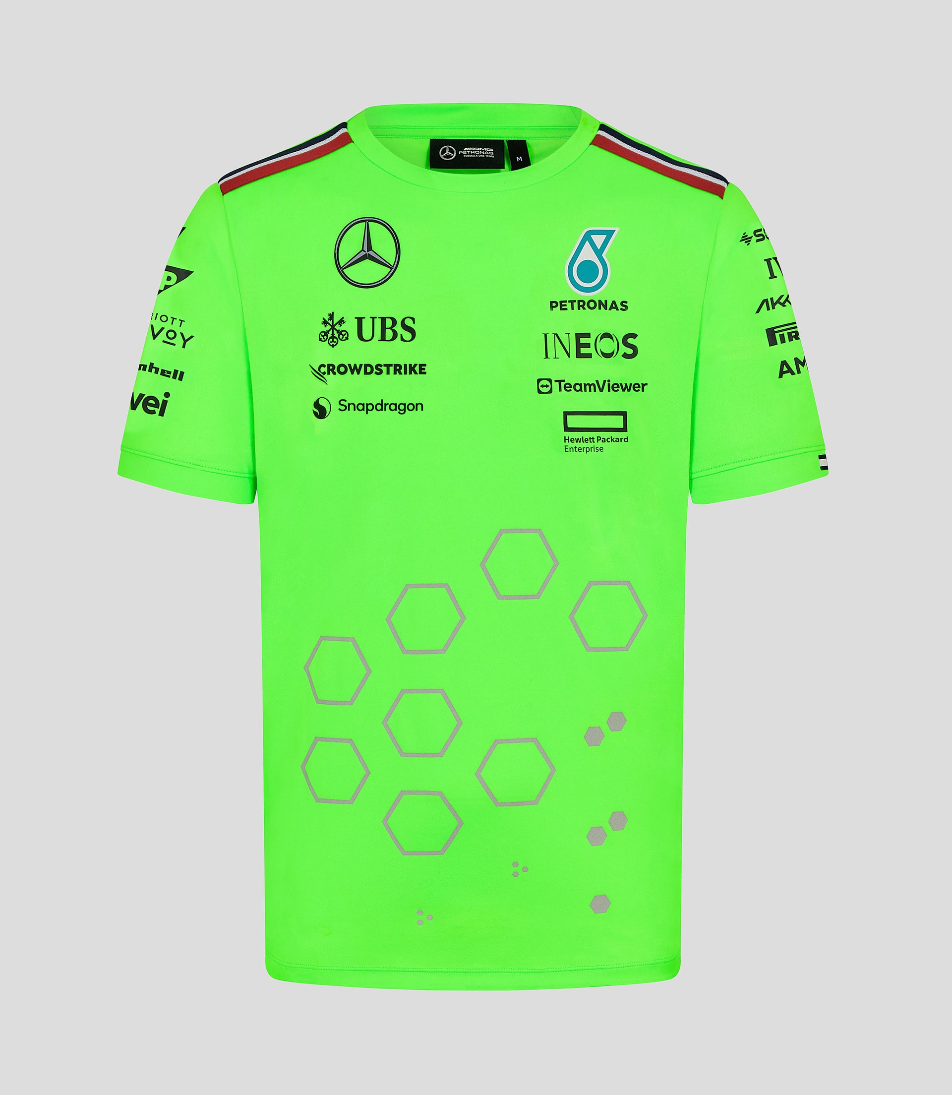 Mens Mercedes-AMG Petronas F1 Official Team Kit Set Up T-Shirt - Green