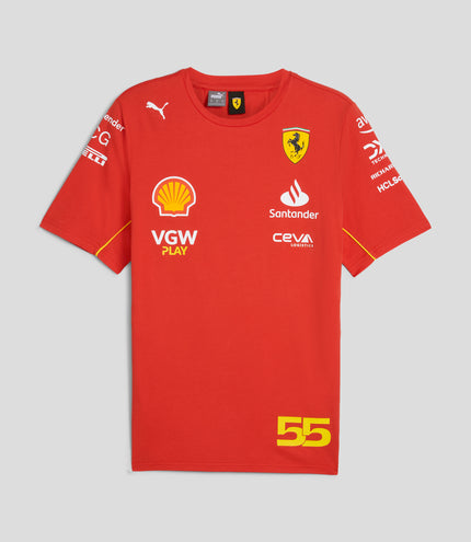 Mens Scuderia Ferrari Official Team Kit Sainz T-Shirt - Red