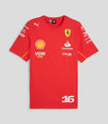 Mens Scuderia Ferrari Official Team Kit Leclerc T-Shirt - Red