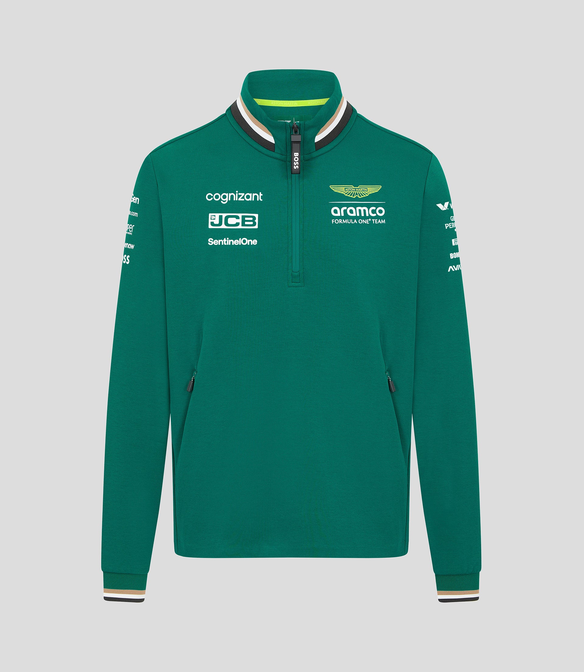 Mens Aston Martin F1 Official Team Kit Team 1/4 Zip - Green