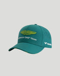 Teal Aston Martin Formula One Team cap with yellow winged logo and Valvoline branding