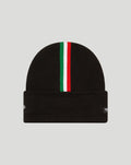 Aprilla Team Wide Cuff Beanie black knit with a green white red vertical stripe and folded cuff
