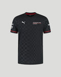 Mens Porsche Motorsport Team T-Shirt in black with checkerboard pattern and Porsche and Puma branding on the chest.