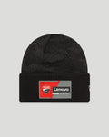 Ducati Team wide cuff black knitted beanie with a textured pattern and a Ducati Lenovo patch on the cuff