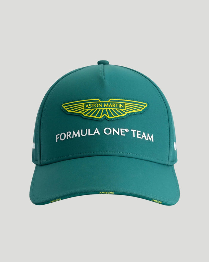 Aston Martin Team Cap in green with a yellow wing logo and Formula One Team branding.