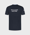 Back view of navy Williams Racing official team men's T shirt with large Williams Racing lettering