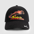 Red and black Ferrari cap with crest on the front