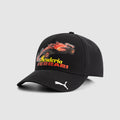 Black Ferrari cap with a racing car graphic on the front