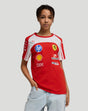 Red Scuderia Ferrari Junior Team T Shirt with sponsor logos worn by a young model