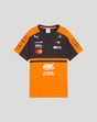 Papaya orange and black McLaren Junior Team T Shirt with sponsor logos and large Optimum Nutrition graphic on the orange section