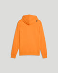 Papaya orange McLaren hoodie viewed from the back with hood and a small logo at the shoulder