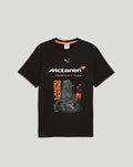 Black McLaren Norris Core T Shirt front with white McLaren logo and orange Lando Norris graphic