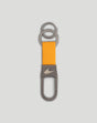 McLaren Fanwear key ring with a yellow textured strap and gray metal clip