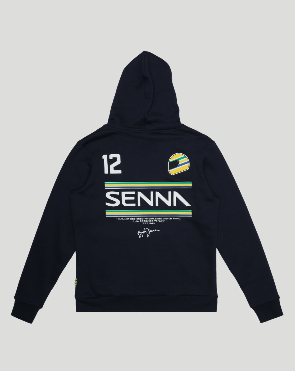 Unisex Senna #12 Stripe Pullover Hoodie  -  Navy