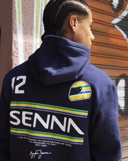 Unisex Senna #12 Stripe Pullover Hoodie  -  Navy
