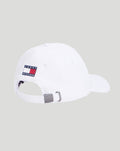 Rear view of white Tommy Hilfiger X Cadillac F1 Team cap with an adjustable back strap.