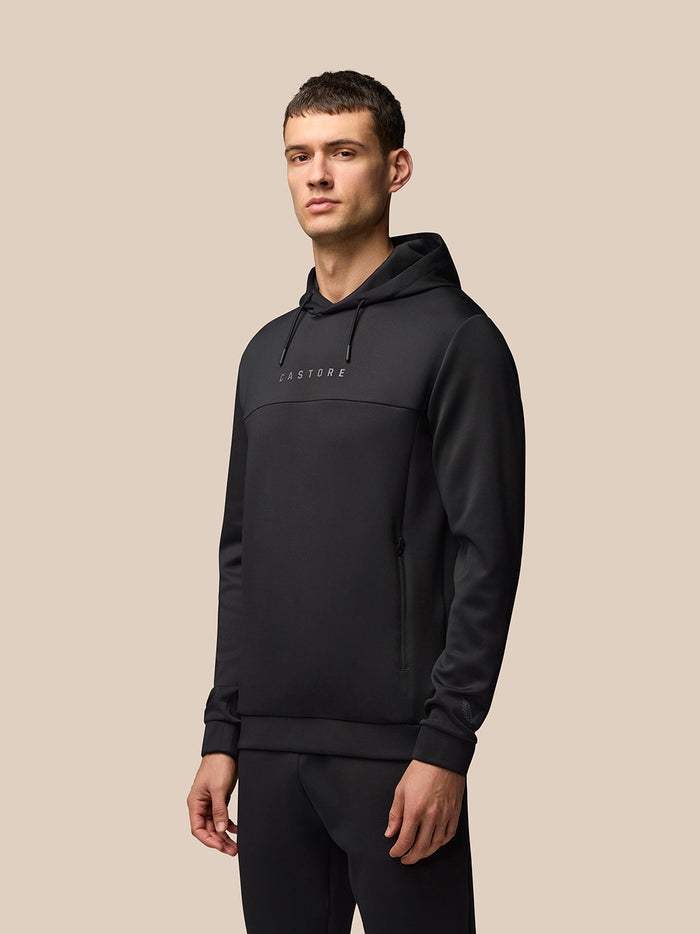 Black Flex Hoodie product shot with adjustable hood drawcord waterproof zips and side pockets