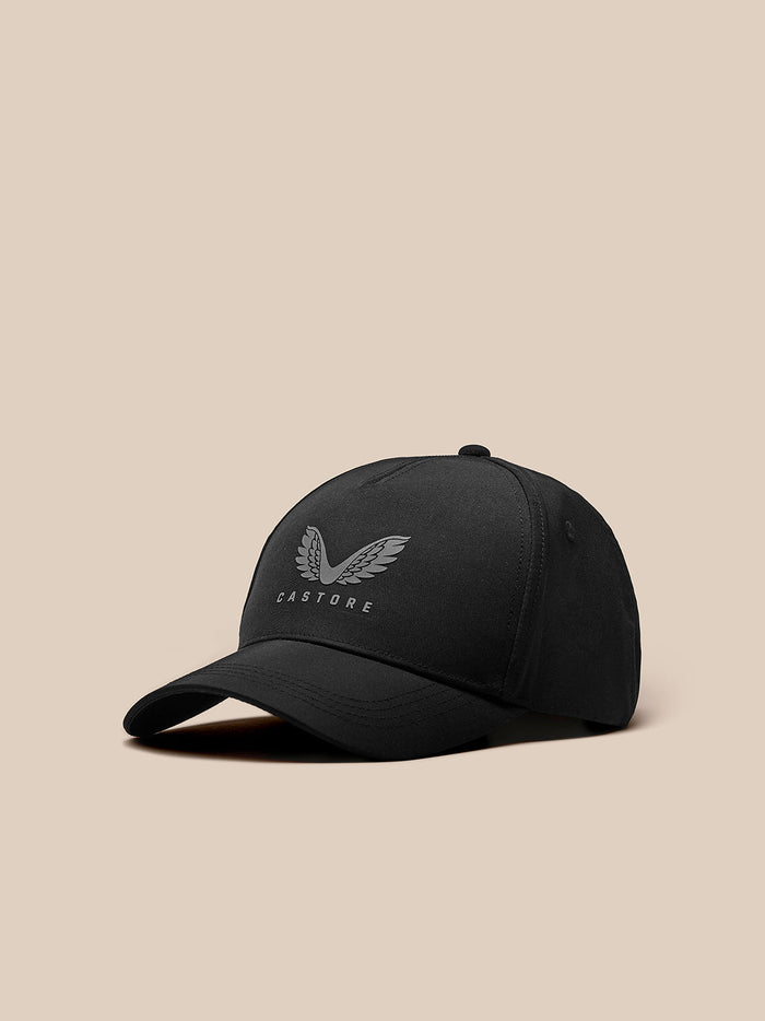 Black nylon Castore cap with front logo and adjustable back strap