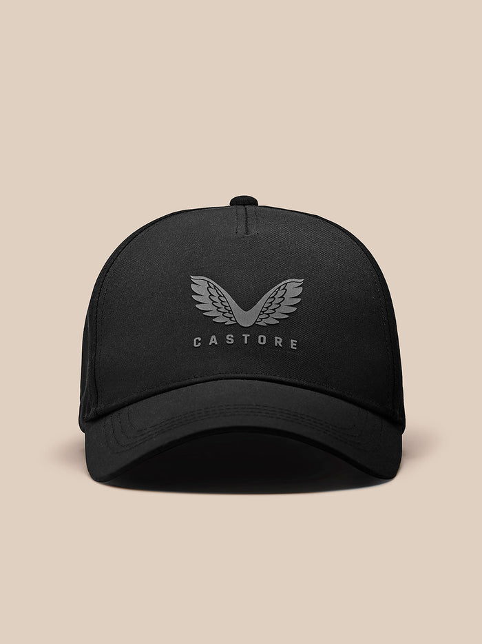 Black nylon cap with the Castore wing emblem on the front