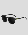 SunGod x McLaren Zephyrs sunglasses in matte black with lime green temple detail seen from the side
